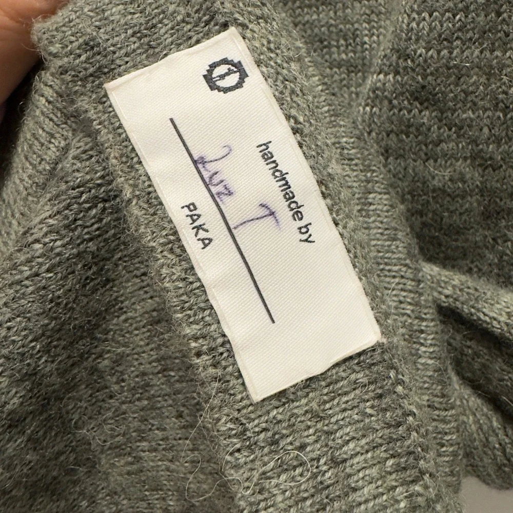 Paka Men's Medium Green Heathered Royal Alpaca Nylon Knit Crewneck Sweater euc